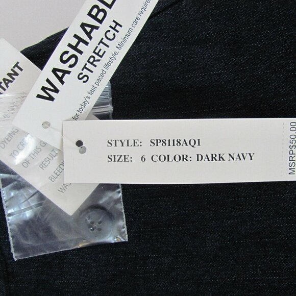 Larry Levine Jeans Pants Womens Sz 6 (30 x 31) Stretch Dark Wash Double Hook NWT - Picture 6 of 12